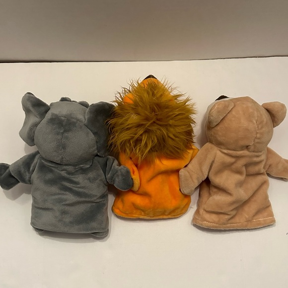 Joyin 3 Hand Puppets Stuffed Animal Plush Lion Bear Elephant Working Mouth - Picture 5 of 5